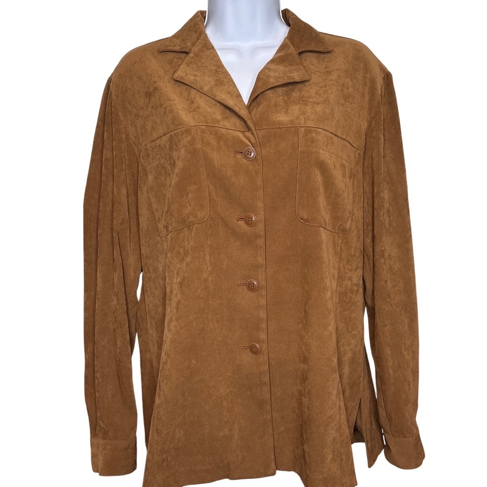 Vintage Y2K Compagnie Internationale Express Womens Faux Suede Shirt Jacket Sz M